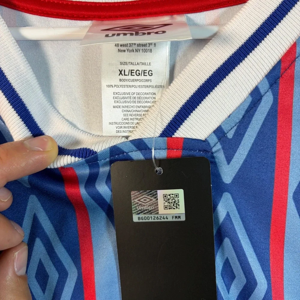 Umbro USA Soccer Jersey Blue Red Diamond Pattern XL NWT Mens World Cup - Picture 2 of 6